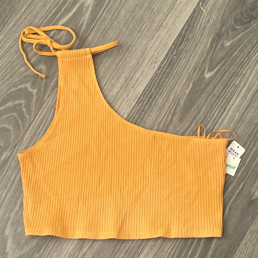 AERIE one shoulder, cropped, seamless top